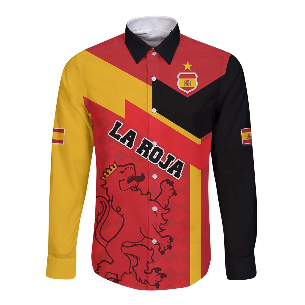 Custom Spain Football Long Sleeve Button Shirt La Roja Go Champion - Wonder Print Shop