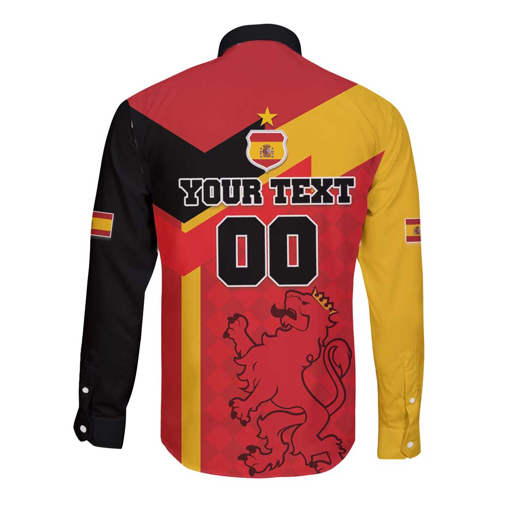Custom Spain Football Long Sleeve Button Shirt La Roja Go Champion - Wonder Print Shop