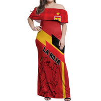 Custom Spain Football Off Shoulder Maxi Dress La Roja Go Champion - Wonder Print Shop