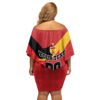 Custom Spain Football Off Shoulder Short Dress La Roja Go Champion - Wonder Print Shop