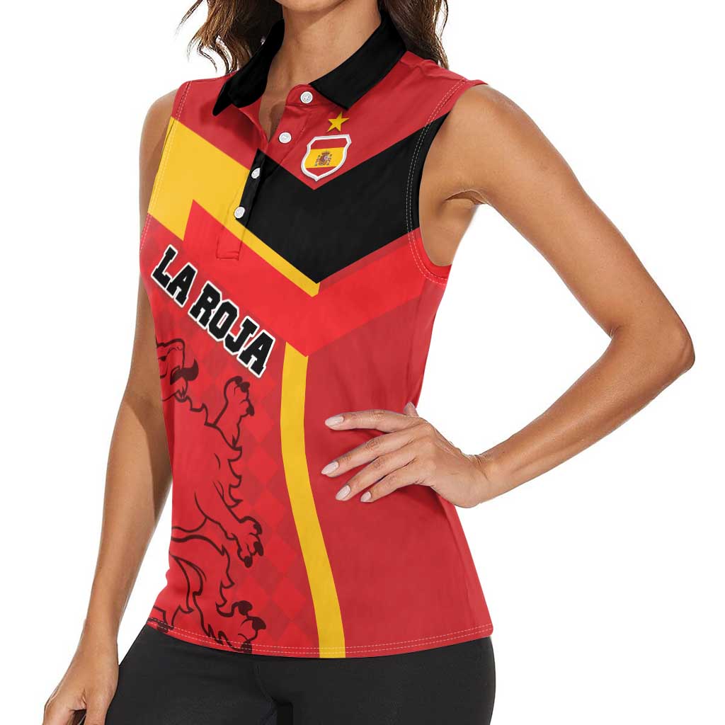 Custom Spain Football Women Sleeveless Polo Shirt La Roja Go Champion - Wonder Print Shop