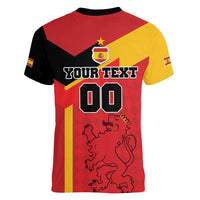 Custom Spain Football Women V-Neck T-Shirt La Roja Go Champion - Wonder Print Shop