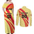 Custom Spain Football Couples Matching Off Shoulder Maxi Dress and Long Sleeve Button Shirt Sport Style - Wonder Print Shop
