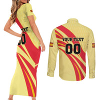 Custom Spain Football Couples Matching Short Sleeve Bodycon Dress and Long Sleeve Button Shirt Sport Style - Wonder Print Shop