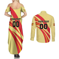 Custom Spain Football Couples Matching Summer Maxi Dress and Long Sleeve Button Shirt Sport Style - Wonder Print Shop