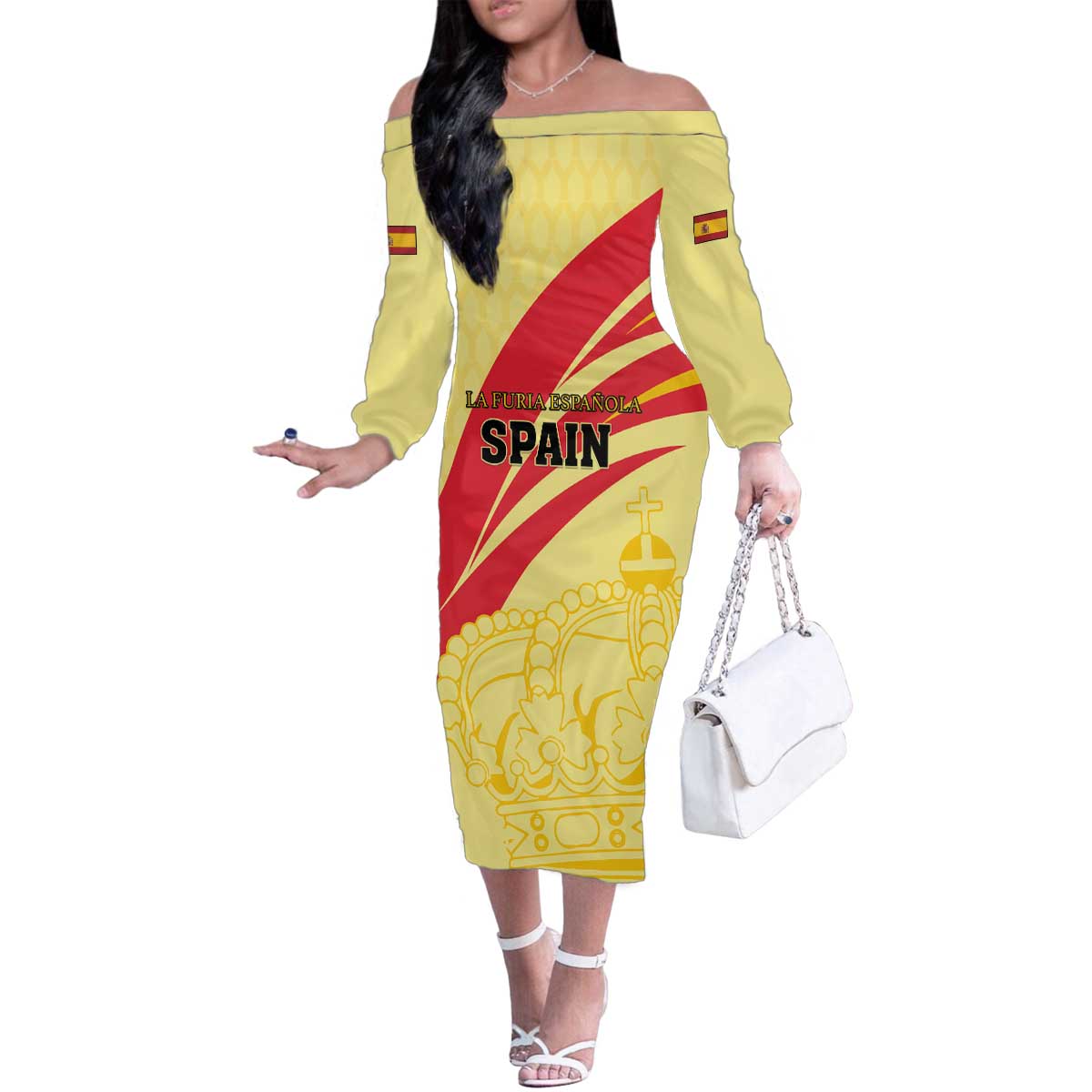 Custom Spain Football Family Matching Off The Shoulder Long Sleeve Dress and Hawaiian Shirt Sport Style - Wonder Print Shop