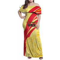 Custom Spain Football Family Matching Off Shoulder Maxi Dress and Hawaiian Shirt Sport Style - Wonder Print Shop