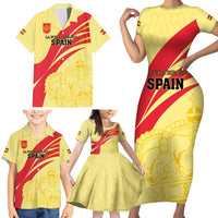 Custom Spain Football Family Matching Short Sleeve Bodycon Dress and Hawaiian Shirt Sport Style - Wonder Print Shop