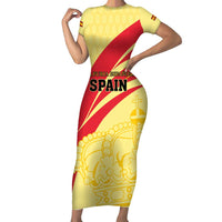 Custom Spain Football Family Matching Short Sleeve Bodycon Dress and Hawaiian Shirt Sport Style - Wonder Print Shop