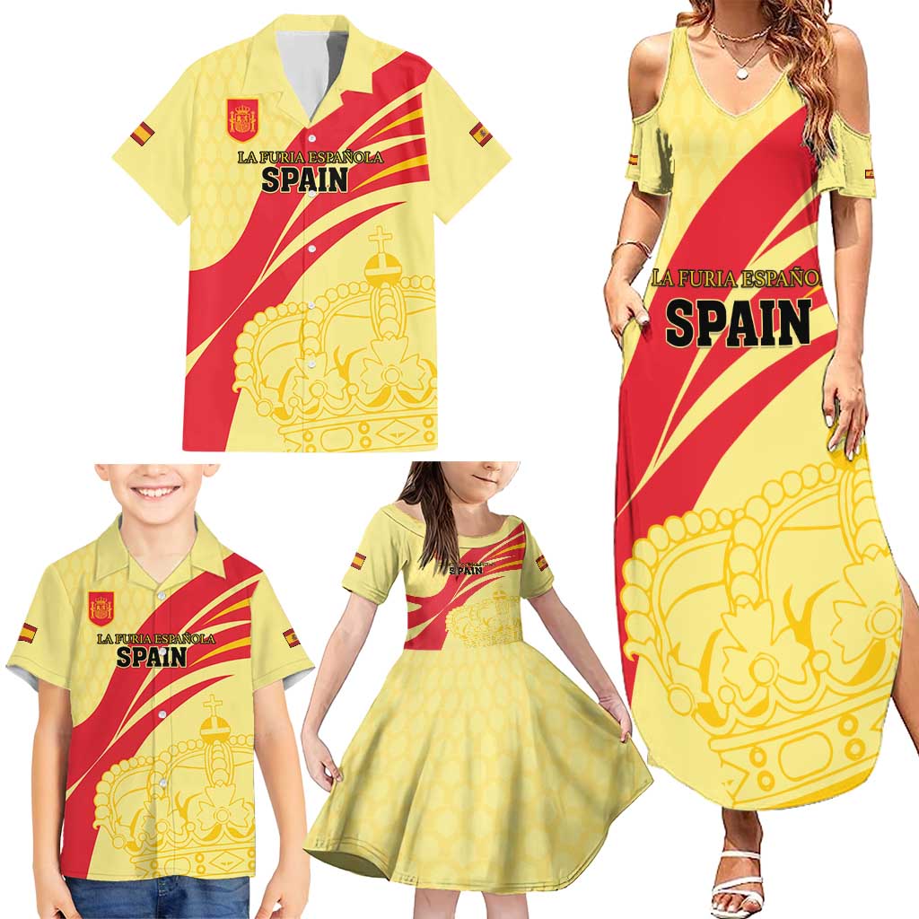 Custom Spain Football Family Matching Summer Maxi Dress and Hawaiian Shirt Sport Style - Wonder Print Shop