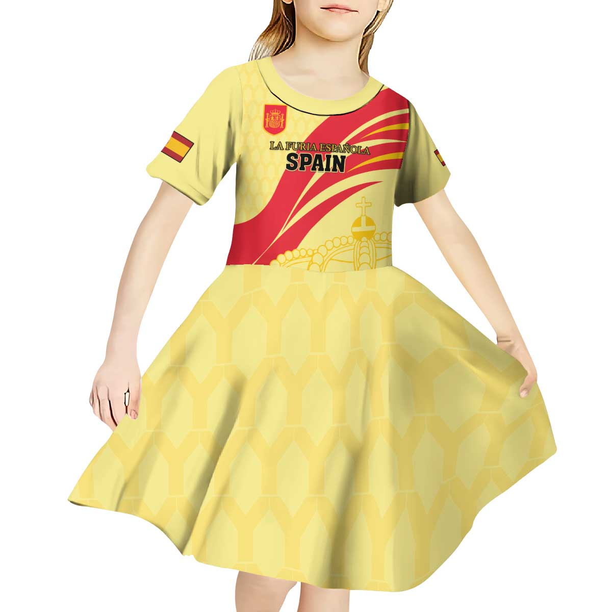 Custom Spain Football Kid Short Sleeve Dress Sport Style - Wonder Print Shop