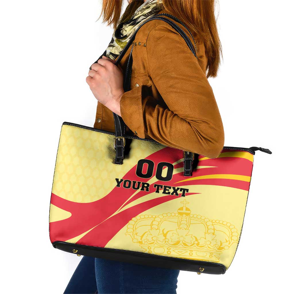 Custom Spain Football Leather Tote Bag Sport Style - Wonder Print Shop