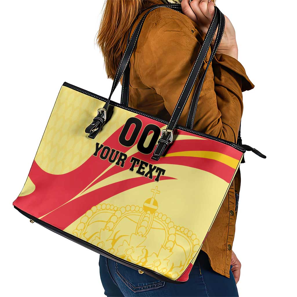Custom Spain Football Leather Tote Bag Sport Style - Wonder Print Shop