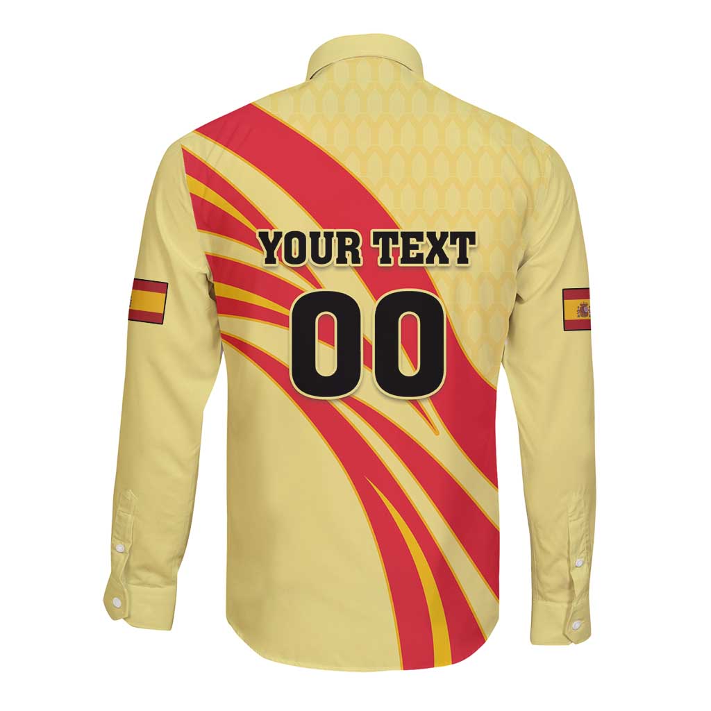 Custom Spain Football Long Sleeve Button Shirt Sport Style - Wonder Print Shop