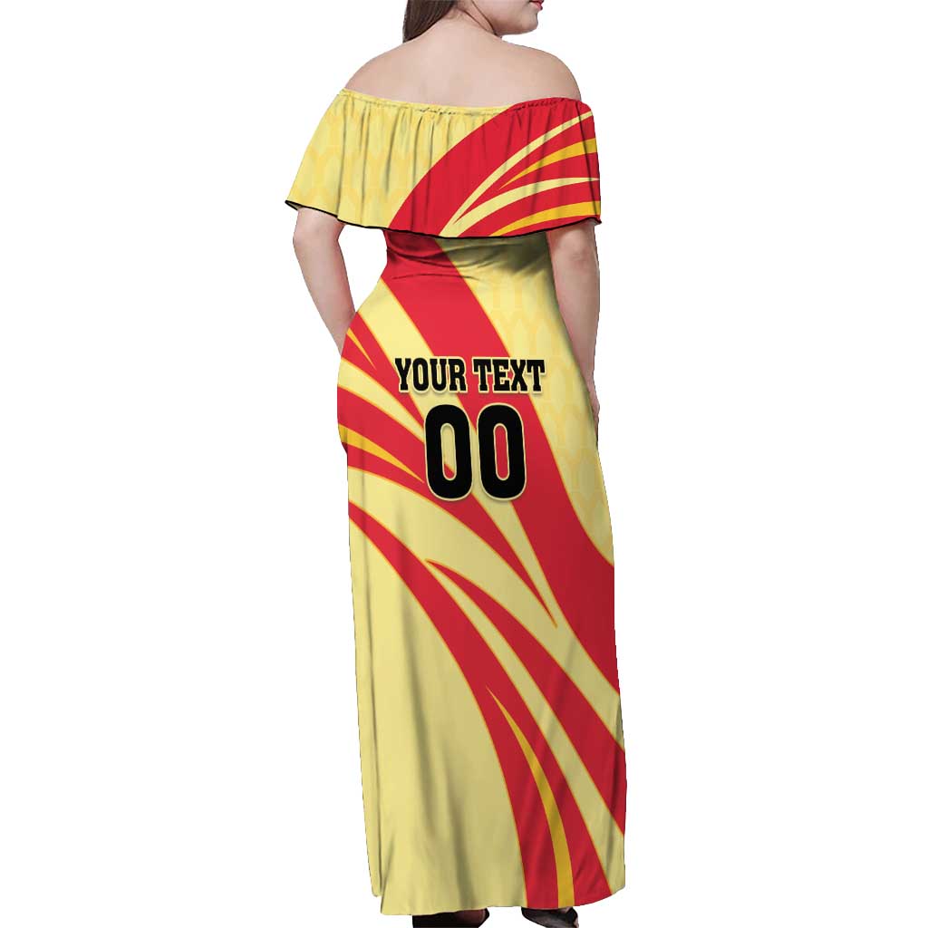Custom Spain Football Off Shoulder Maxi Dress Sport Style - Wonder Print Shop