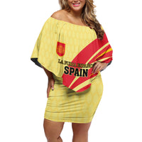 Custom Spain Football Off Shoulder Short Dress Sport Style - Wonder Print Shop