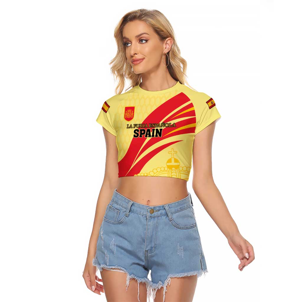 Custom Spain Football Raglan Cropped T Shirt Sport Style - Wonder Print Shop