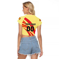 Custom Spain Football Raglan Cropped T Shirt Sport Style - Wonder Print Shop