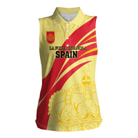 Custom Spain Football Women Sleeveless Polo Shirt Sport Style - Wonder Print Shop