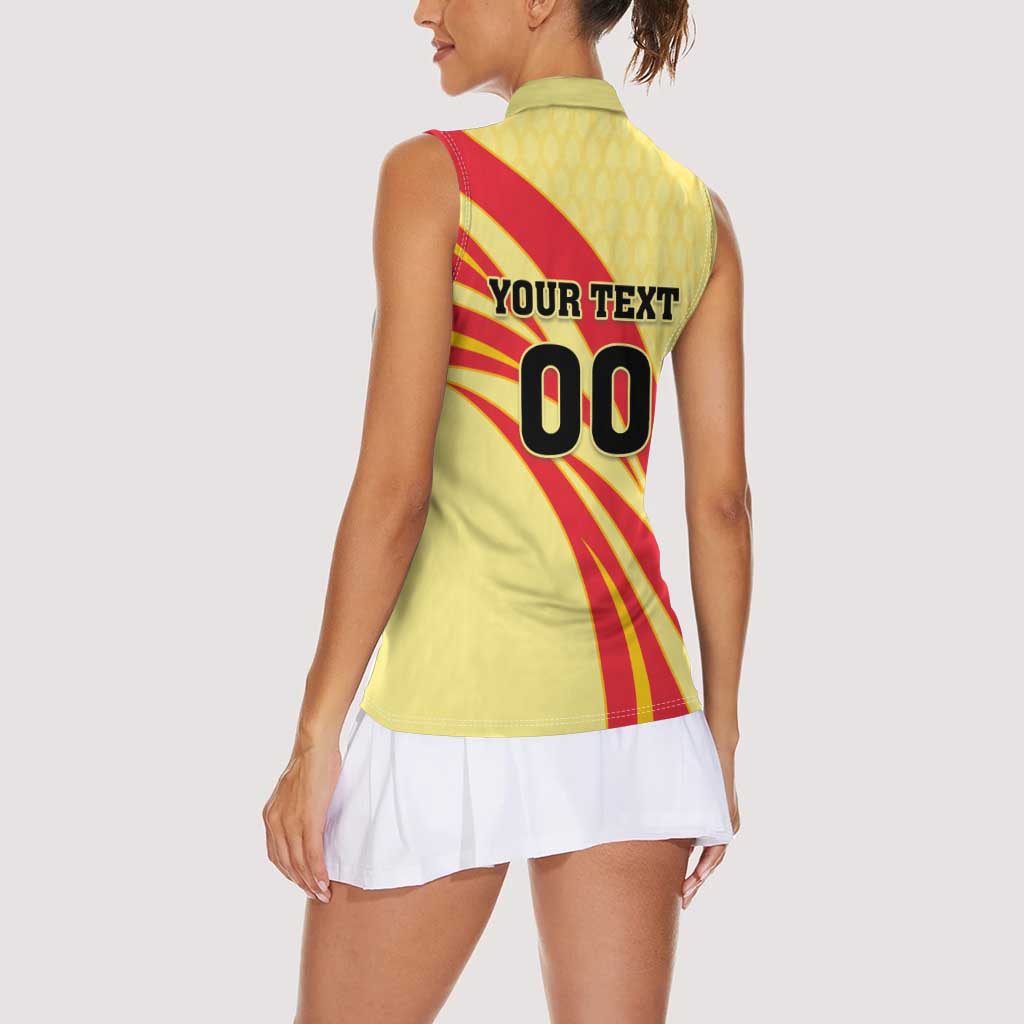 Custom Spain Football Women Sleeveless Polo Shirt Sport Style - Wonder Print Shop
