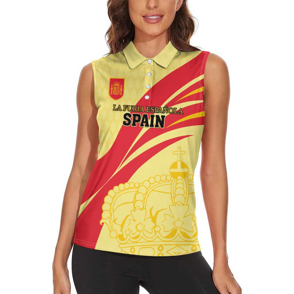 Custom Spain Football Women Sleeveless Polo Shirt Sport Style - Wonder Print Shop