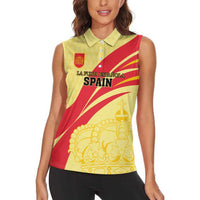 Custom Spain Football Women Sleeveless Polo Shirt Sport Style - Wonder Print Shop