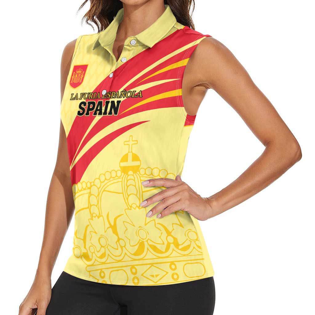 Custom Spain Football Women Sleeveless Polo Shirt Sport Style - Wonder Print Shop