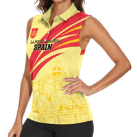 Custom Spain Football Women Sleeveless Polo Shirt Sport Style - Wonder Print Shop