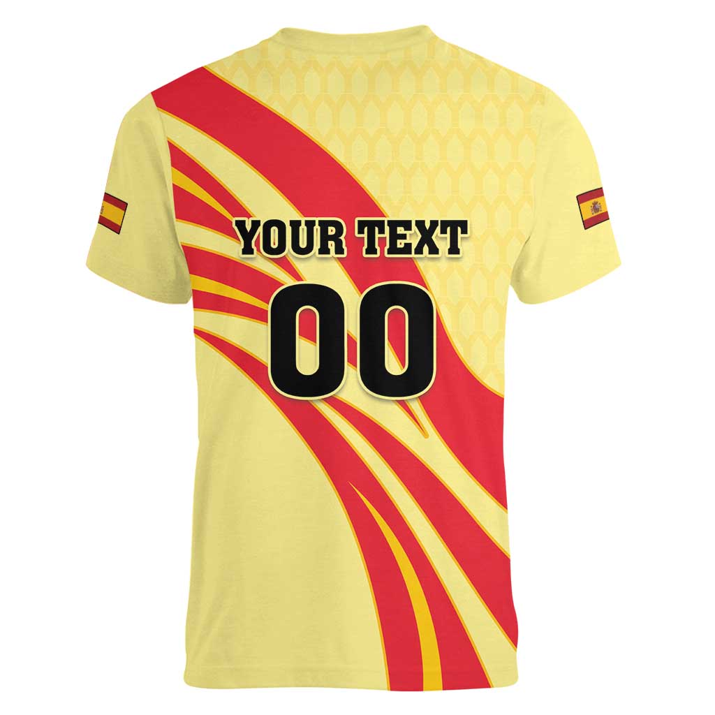 Custom Spain Football Women V-Neck T-Shirt Sport Style - Wonder Print Shop