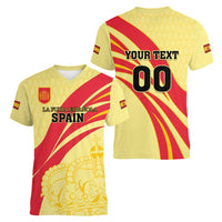 Custom Spain Football Women V-Neck T-Shirt Sport Style - Wonder Print Shop