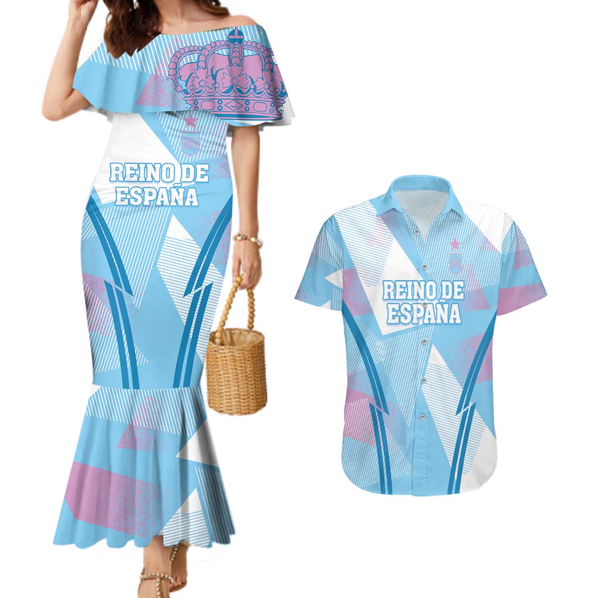 Custom Spain Football Couples Matching Mermaid Dress and Hawaiian Shirt Simple Style - Wonder Print Shop