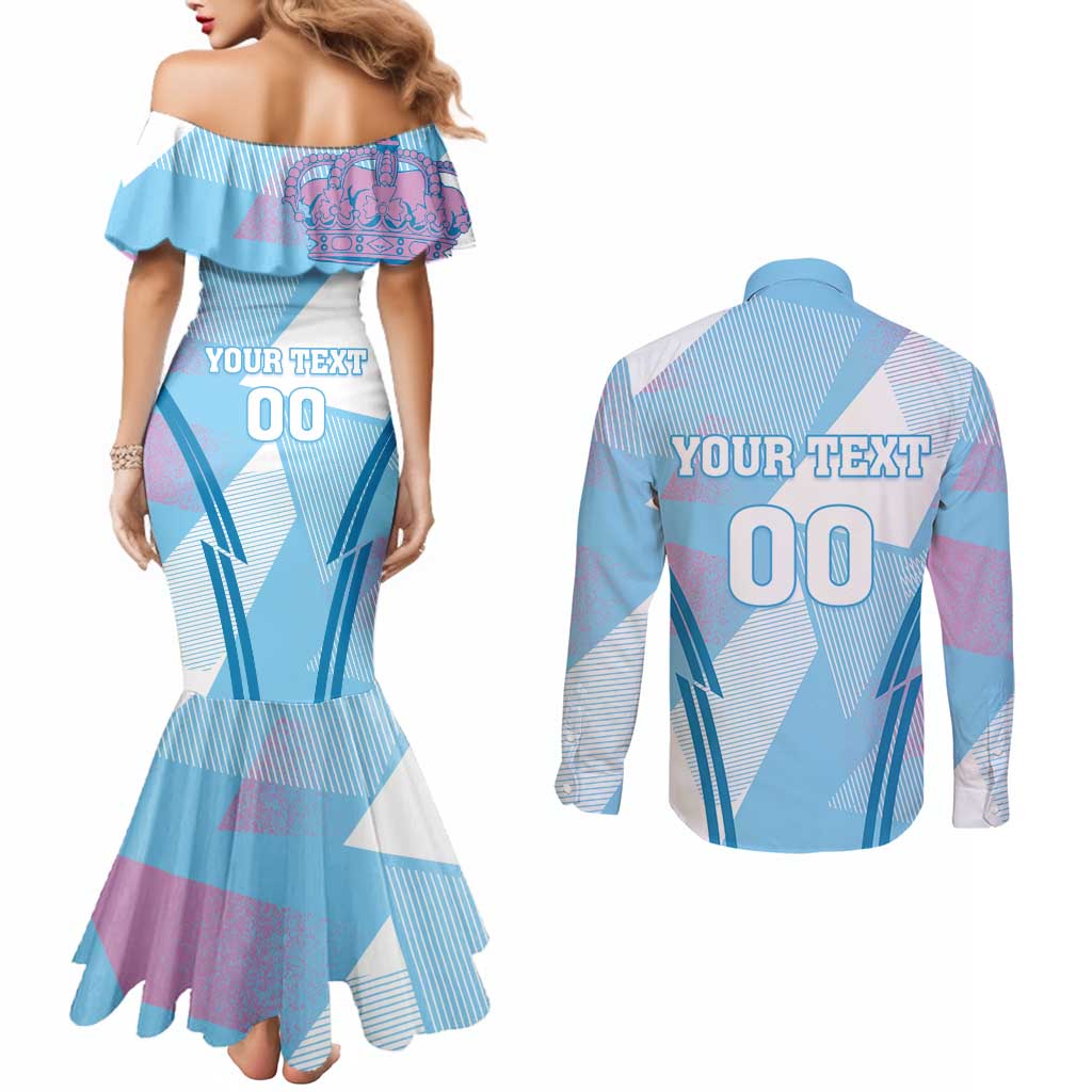Custom Spain Football Couples Matching Mermaid Dress and Long Sleeve Button Shirt Simple Style