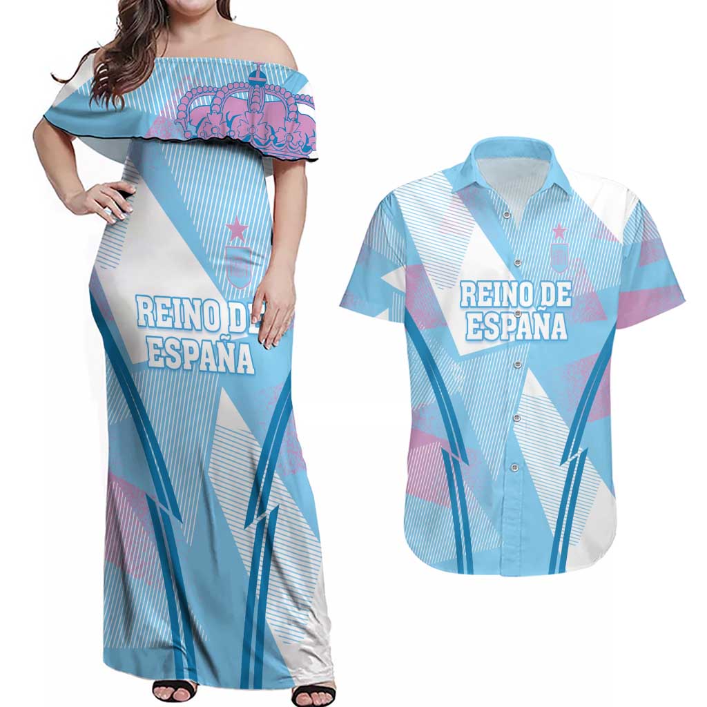 Custom Spain Football Couples Matching Off Shoulder Maxi Dress and Hawaiian Shirt Simple Style - Wonder Print Shop