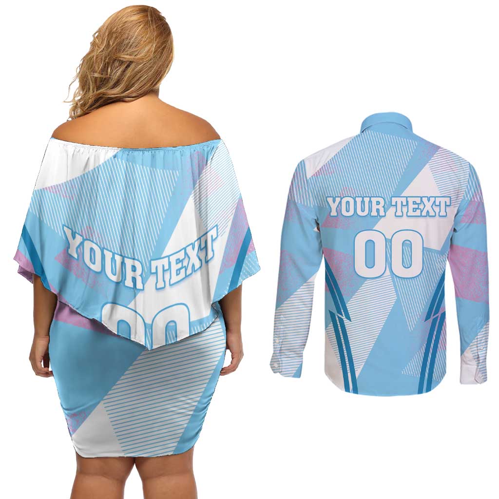 Custom Spain Football Couples Matching Off Shoulder Short Dress and Long Sleeve Button Shirt Simple Style - Wonder Print Shop