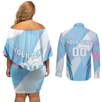 Custom Spain Football Couples Matching Off Shoulder Short Dress and Long Sleeve Button Shirt Simple Style - Wonder Print Shop