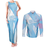 Custom Spain Football Couples Matching Tank Maxi Dress and Long Sleeve Button Shirt Simple Style - Wonder Print Shop