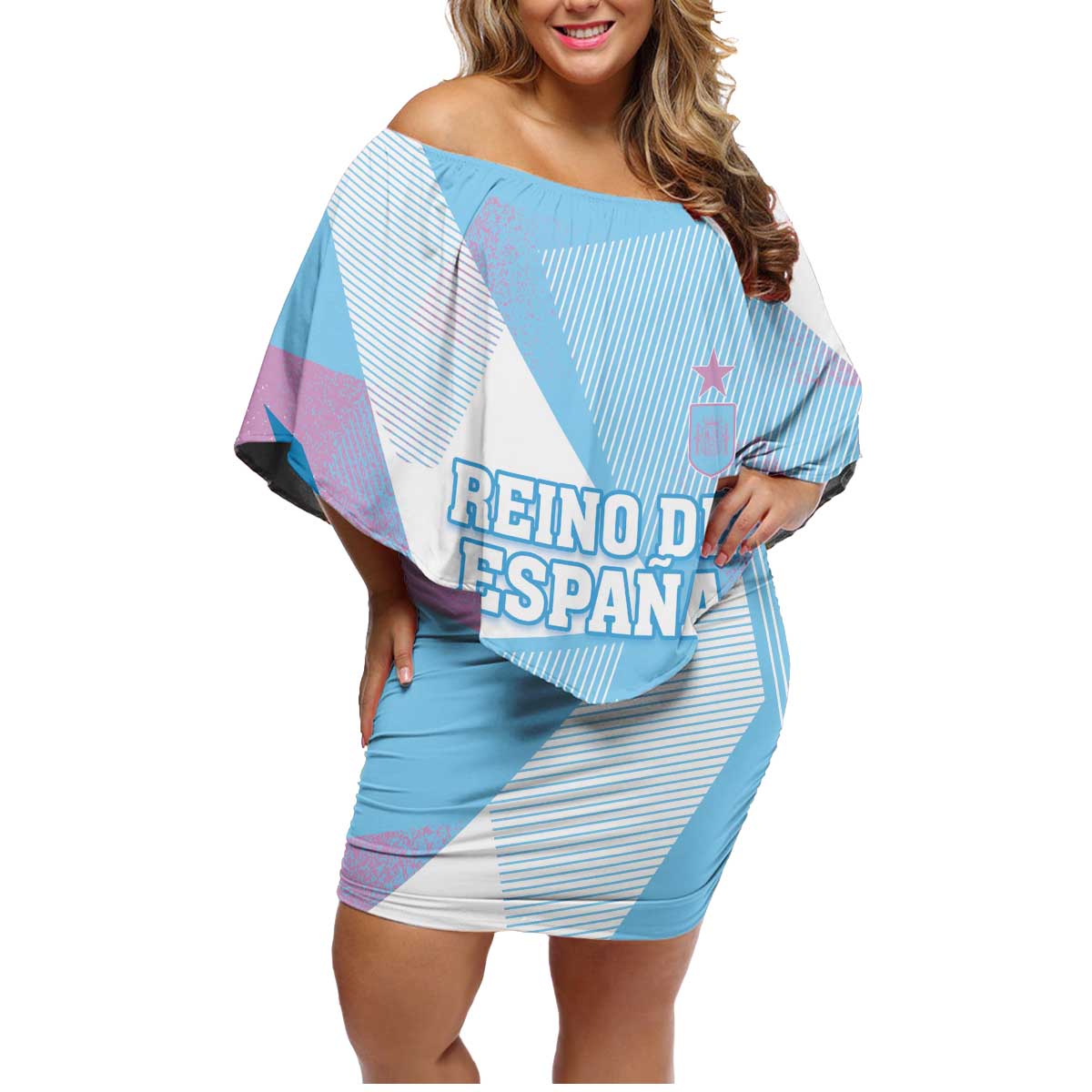 Custom Spain Football Family Matching Off Shoulder Short Dress and Hawaiian Shirt Simple Style - Wonder Print Shop