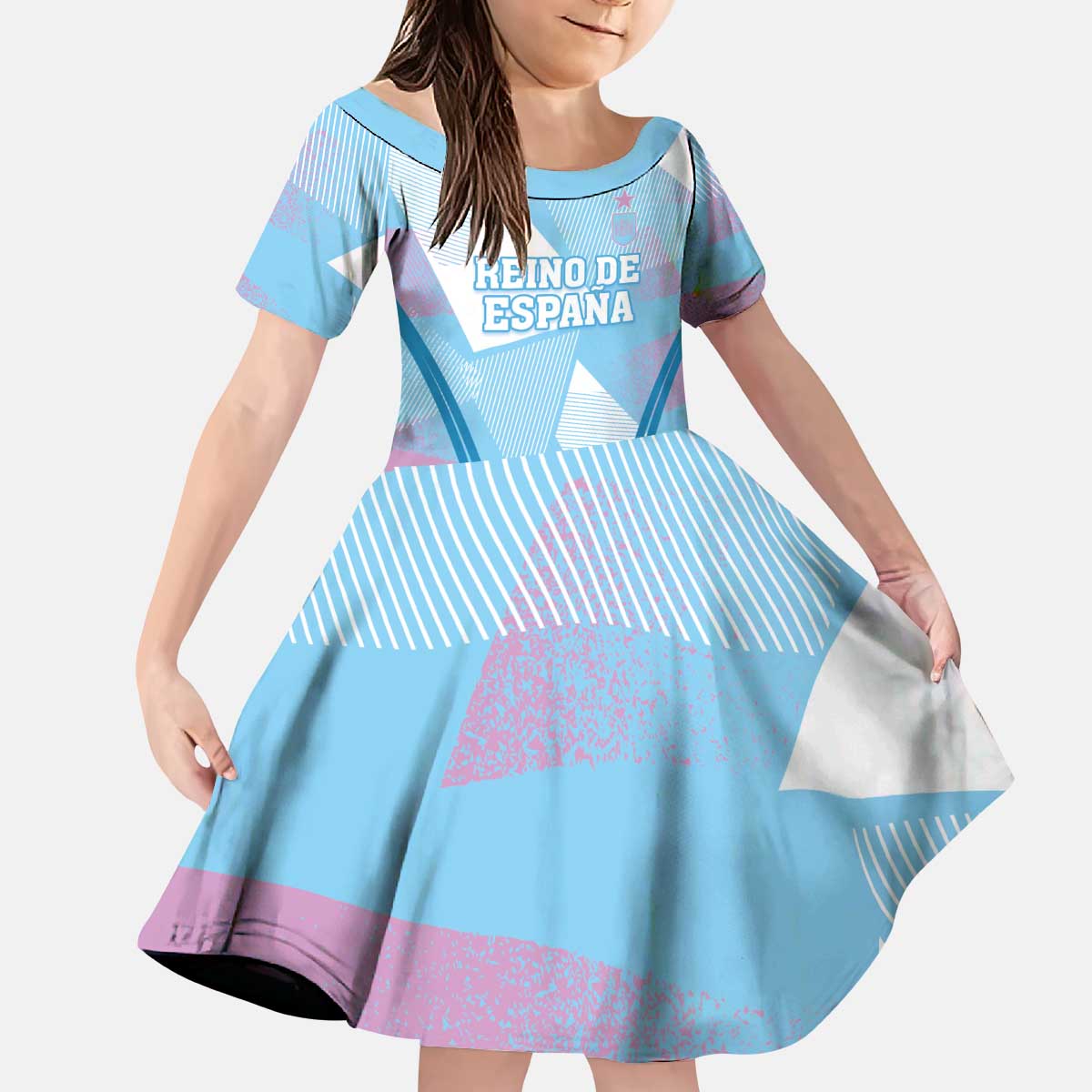 Custom Spain Football Kid Short Sleeve Dress Simple Style - Wonder Print Shop