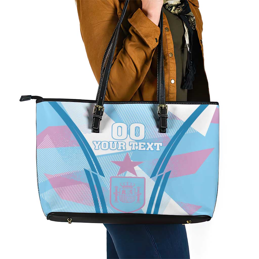 Custom Spain Football Leather Tote Bag Simple Style - Wonder Print Shop