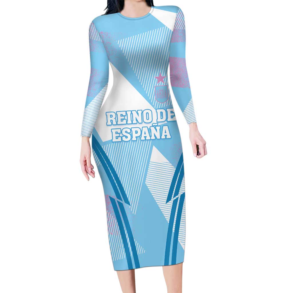 Custom Spain Football Long Sleeve Bodycon Dress Simple Style - Wonder Print Shop