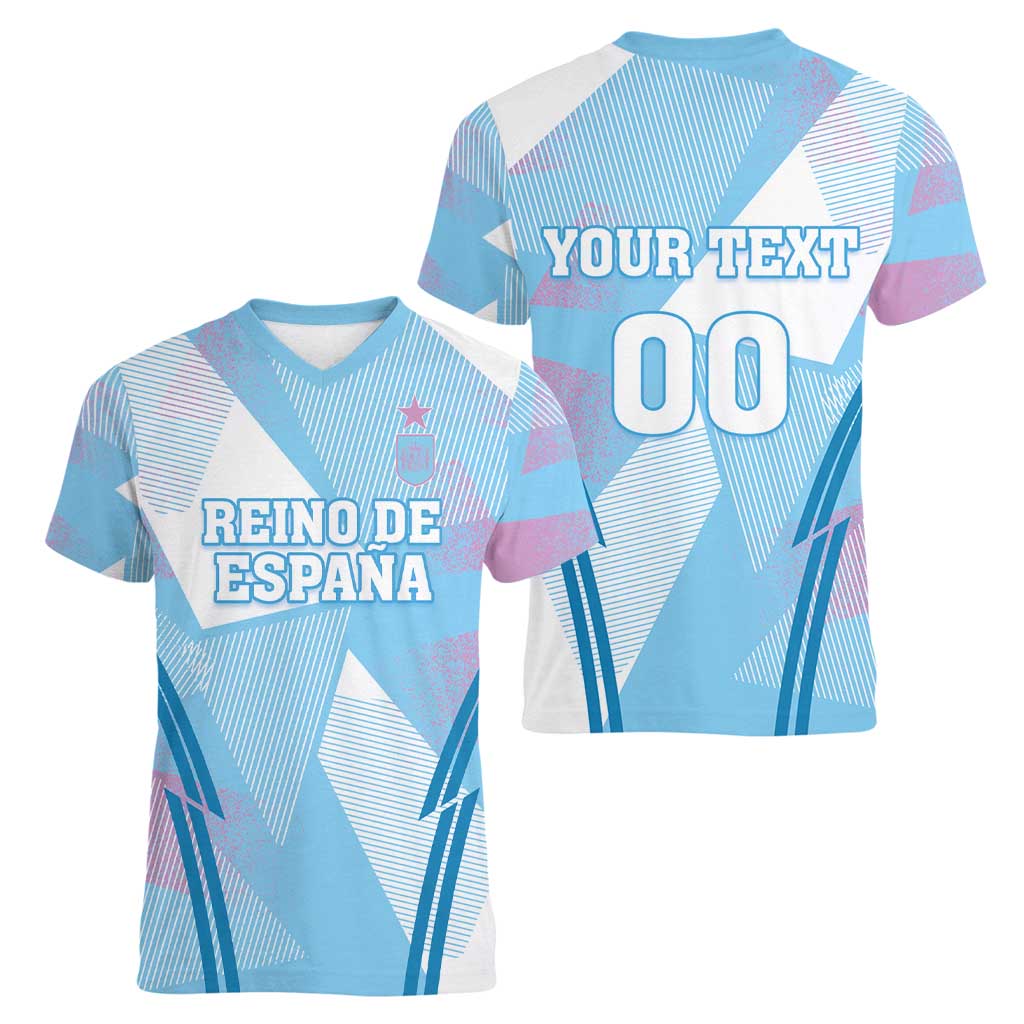 Custom Spain Football Women V-Neck T-Shirt Simple Style - Wonder Print Shop