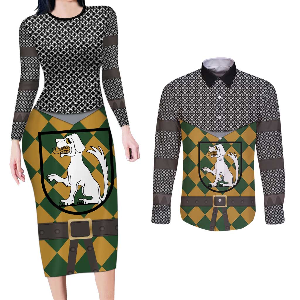 Knights Germany Costumes Couples Matching Long Sleeve Bodycon Dress and Long Sleeve Button Shirt - Wonder Print Shop