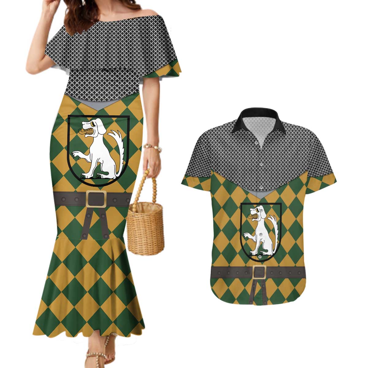Knights Germany Costumes Couples Matching Mermaid Dress and Hawaiian Shirt - Wonder Print Shop