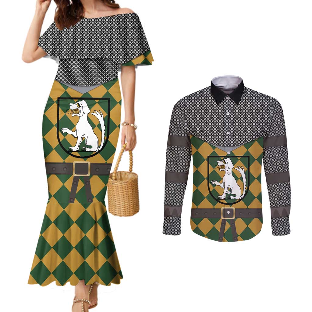 Knights Germany Costumes Couples Matching Mermaid Dress and Long Sleeve Button Shirt - Wonder Print Shop