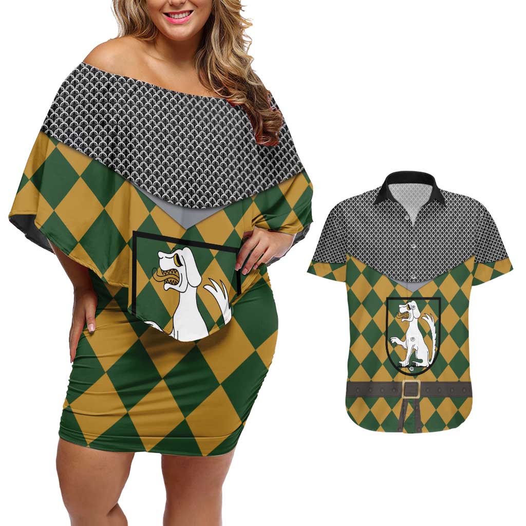 Knights Germany Costumes Couples Matching Off Shoulder Short Dress and Hawaiian Shirt - Wonder Print Shop