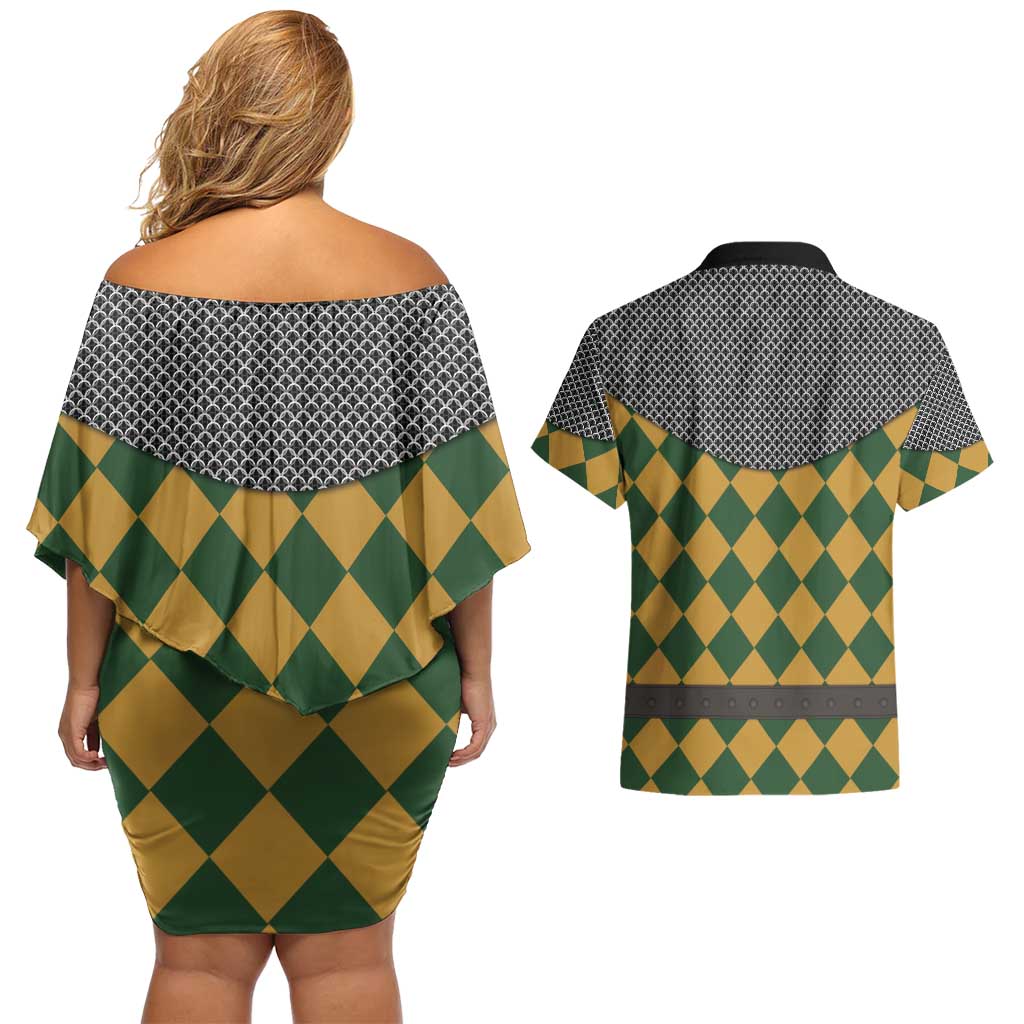 Knights Germany Costumes Couples Matching Off Shoulder Short Dress and Hawaiian Shirt - Wonder Print Shop