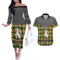 Knights Germany Costumes Couples Matching Off The Shoulder Long Sleeve Dress and Hawaiian Shirt - Wonder Print Shop