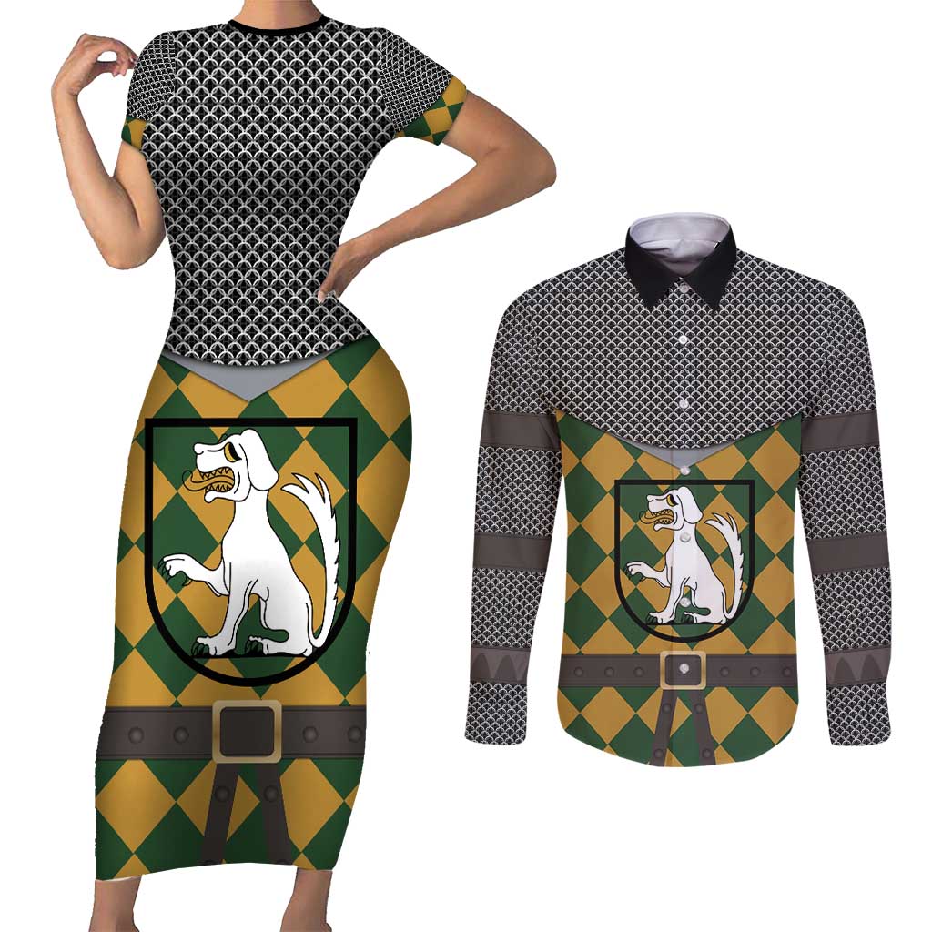 Knights Germany Costumes Couples Matching Short Sleeve Bodycon Dress and Long Sleeve Button Shirt - Wonder Print Shop
