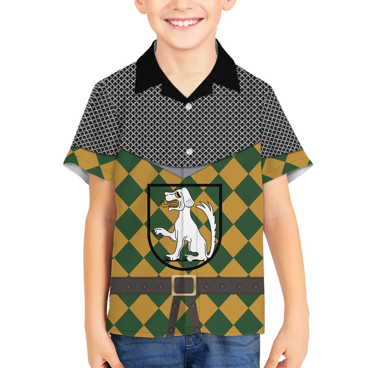 Knights Germany Costumes Family Matching Off The Shoulder Long Sleeve Dress and Hawaiian Shirt - Wonder Print Shop