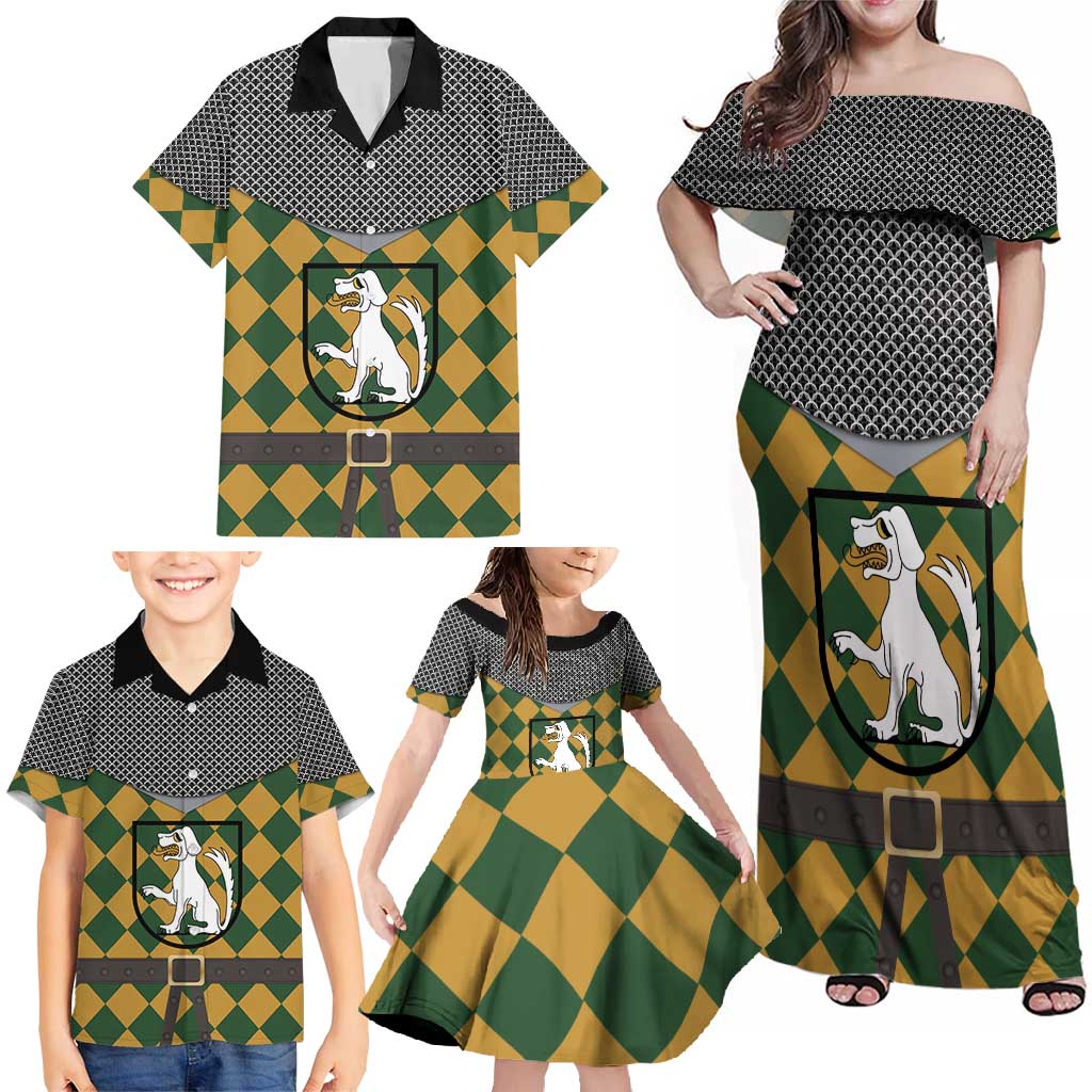 Knights Germany Costumes Family Matching Off Shoulder Maxi Dress and Hawaiian Shirt - Wonder Print Shop